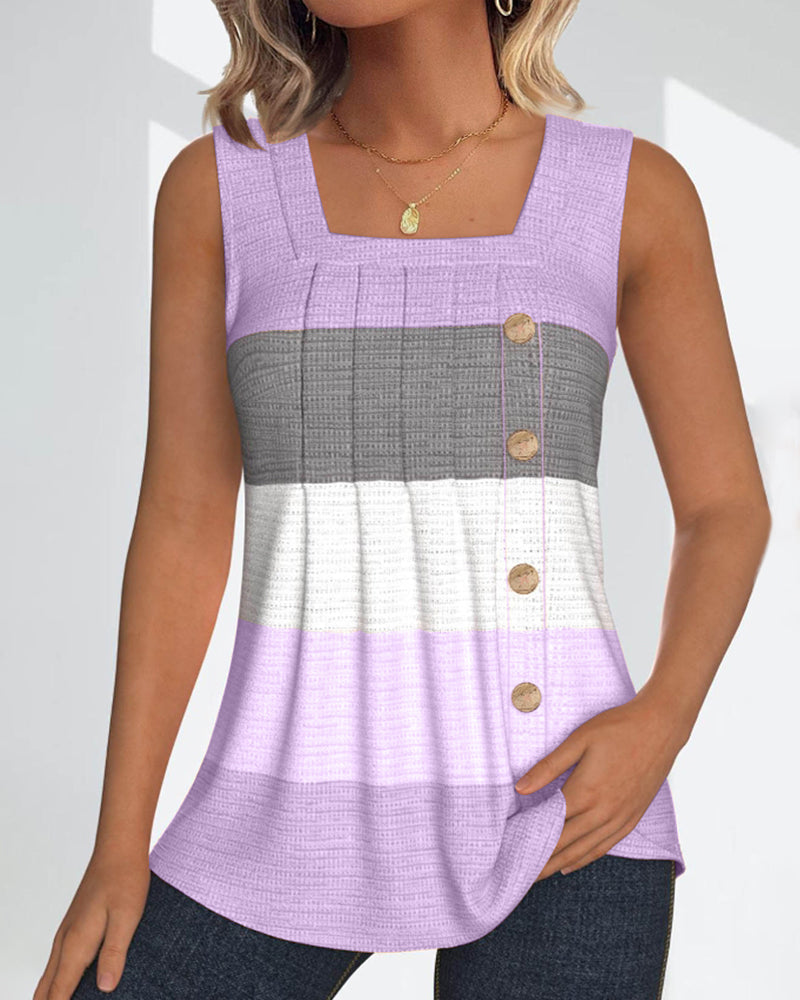 ROMA - Gestreiftes Tanktop mit Knöpfen