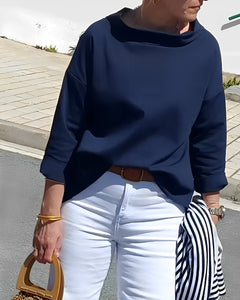 Orinda - Elegantes Damen-Top mit halbem Rollkragen in Marineblau
