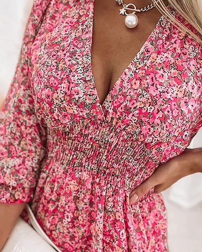 Solene - Geblümtes langärmeliges Minikleid