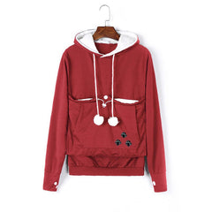 Kim - Einfarbiger Pullover mit Tiermütze in Rot