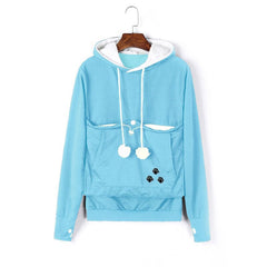Kim - Einfarbiger Pullover mit Tiermütze in Himmelblau