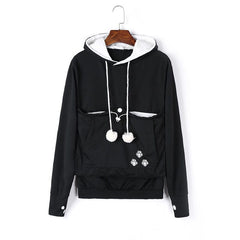 Kim - Einfarbiger Pullover mit Tiermütze in Schwarz