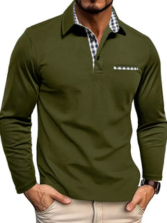 Van Laar – Poloshirt mit langen Ärmeln in Olivgrün