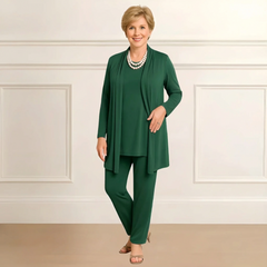 Mia | Lagenlook Cardigan Zweiteiliges Set in Grün