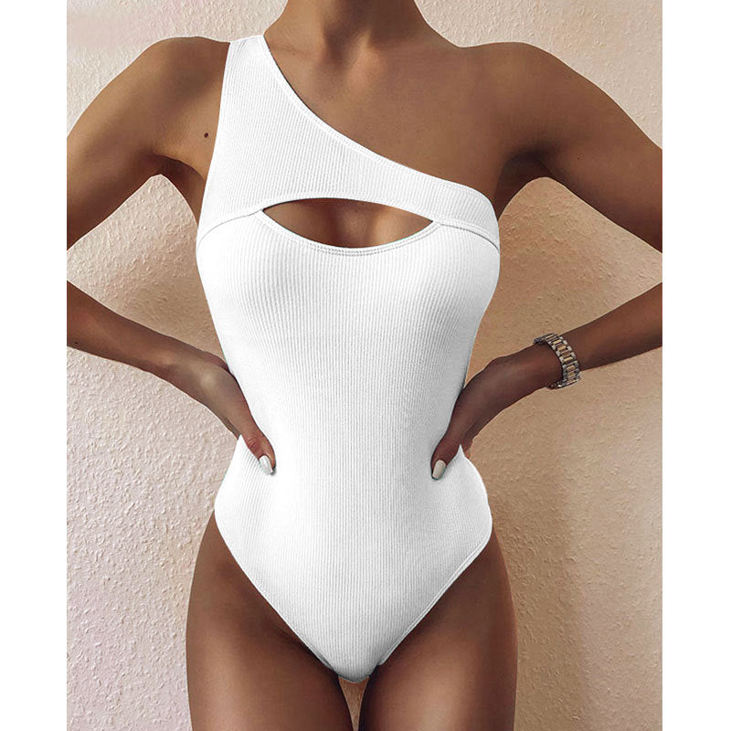 Kristi® | Neuer Bikini Einfarbiger One-Shoulder Einteiliger Badeanzug Damen