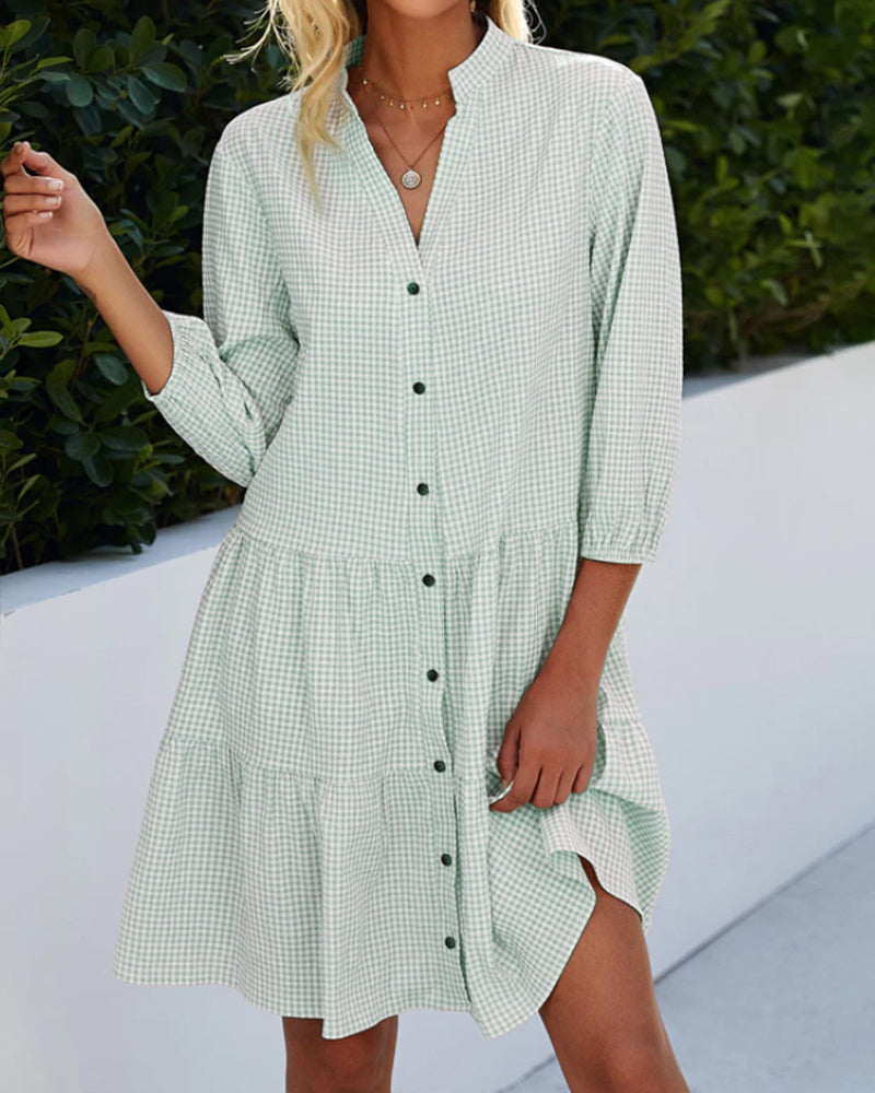 Raquel - Kariertes Button-Down-Kleid
