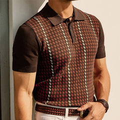 Nicholas | Spitzer Kragen Regular-Fit Poloshirt in Kaffeebraun
