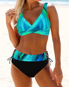 Eva - farbenfrohes, verspieltes Bikini in Blau/Grün