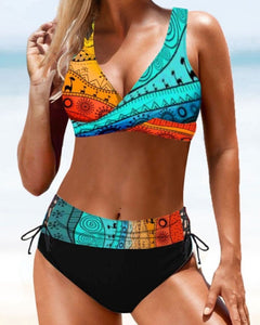 Eva - farbenfrohes, verspieltes Bikini in Blau/Orange