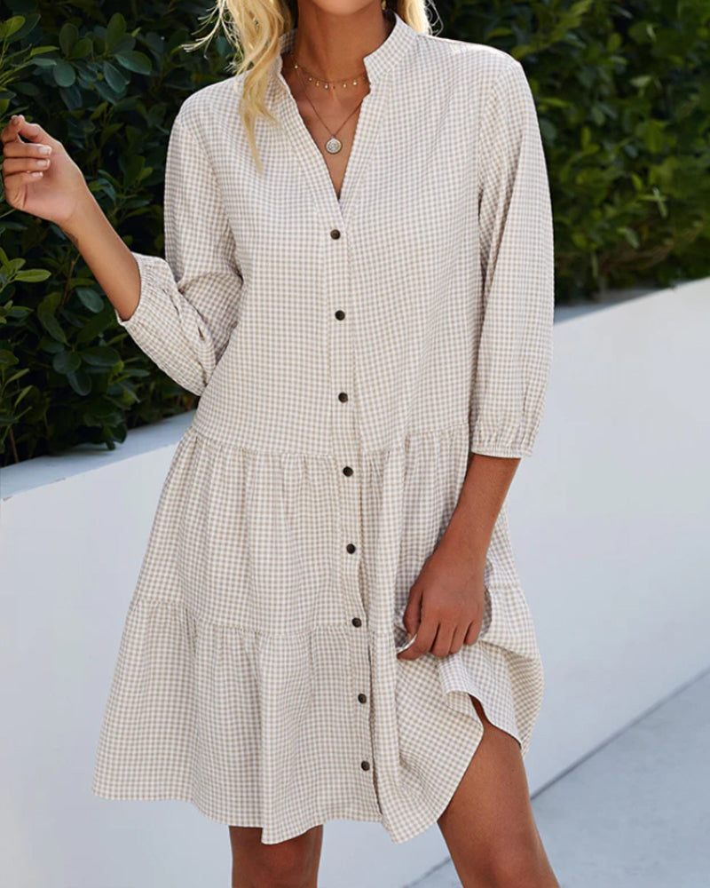 Raquel - Kariertes Button-Down-Kleid