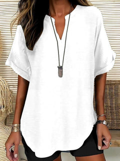 Xalina - Bluse mit weicher Haptik und Ausschnitt-Detail in Off-White