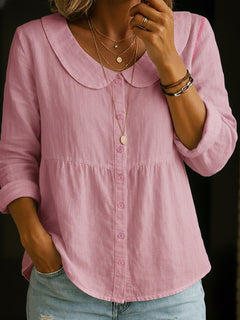 Arlira - Bluse mit Peter-Pan-Kragen aus weichgriffigem Leinen in Rosa
