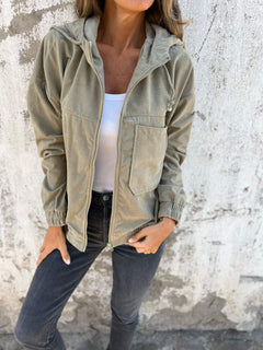 Briella - Cord-Hoodie - Mit Reißverschluss in Grün
