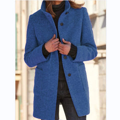 Vintora™ – Retro Damen-Windjacke mit Knöpfen und Stehkragen in Marine Blau