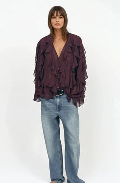 Sybille®️ | Bluse mit Volants in Lila