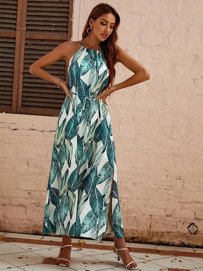 Jocelyn® | Neckholder-Strandkleid mit Blattmuster