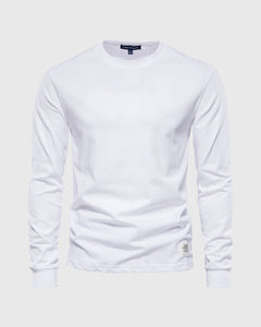 Eric | Herren Casual Slim Fit Langarm T-Shirt in Weiß