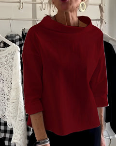 Orinda - Elegantes Damen-Top mit halbem Rollkragen in Bordeaux