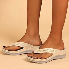Miranda® | Weich gepolsterte Flip-Flop-Sandalen in Beige