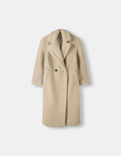 Langer Damen-Teddy-Mantel | Warme in Beige