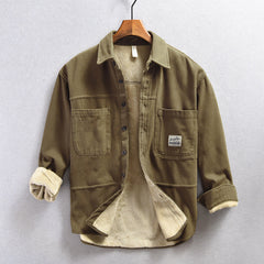 Fabian | Warmes Überhemd im Cargo Design in Khaki