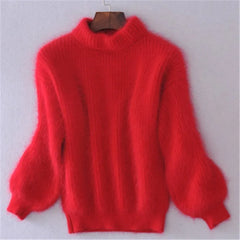 Sif - Vintage-Rollkragenpullover in Rot
