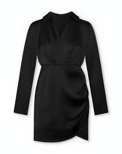 Aurel | Elegantes Satin-Kleid in Schwarz