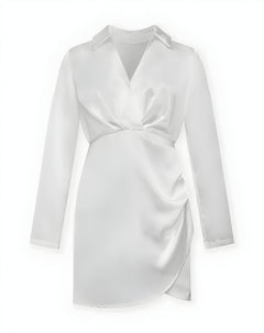 Aurel | Elegantes Satin-Kleid in Weiß