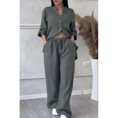 Kelen™ | Urban Stilvolles Hemd und Hosen-Set in Olivegrün