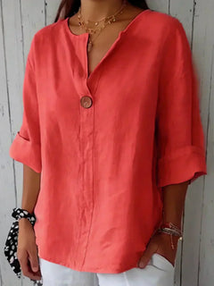 SABRINA - Entspannte Bluse mit V-Ausschnitt in Rot