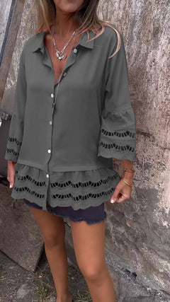 Miranda™ | Elegante Bluse im Ibiza-Stil in Dunkelgrau