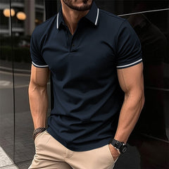 Lewis – Kurzarm-Polo mit klassischem Kragen für Herren in Marineblau