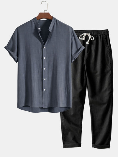 Hemd- und Hosen-Leinen-Sommer-Set für Herren