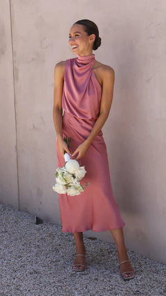 Elegantes Neckholder-Kleid für Damen in Baked Rose
