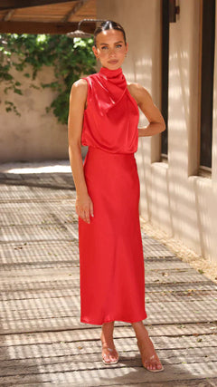 Elegantes Neckholder-Kleid für Damen in Rot