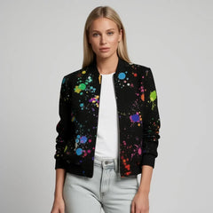 Barbara | Damen Lässiger Bomber Übergangsjacke in Schwarz
