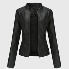 Sophie | Damen Bequem Bikerlederjacke in Schwarz