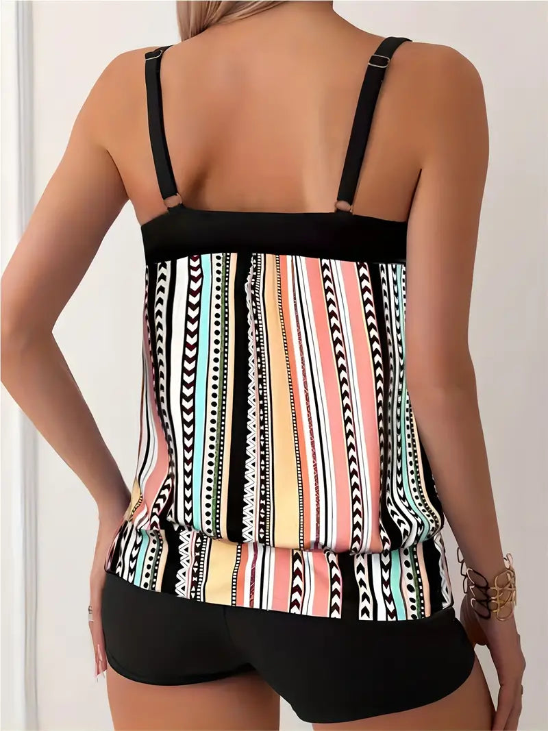 Libby® | Gestreifter Tankini mit Aufdruck