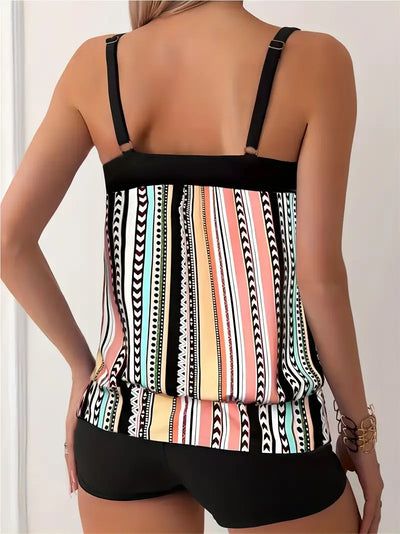Libby® | Gestreifter Tankini mit Aufdruck