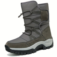 Winterschuhe Herren | High Cut Stiefel Mit Klettverschluss Und Kordelzug in Grau