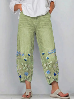 Giada - Bedruckte Relaxed-Fit-Jeans in Grün