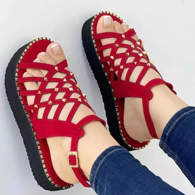 Selene® | Damen Plateau Sandalen mit Cutout-Zehenpartie