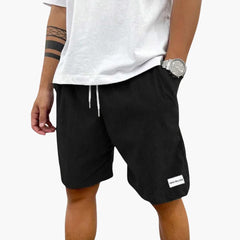 Herren Sommer Shorts mit Kordelzug und Cordstruktur in Schwarz