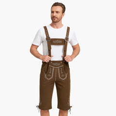 Lederhose mit Hosenträgern für Herren - Oktoberfest 2025 in Dunkelbraun
