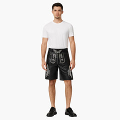 Traditionelle kurze Lederhose für Herren - Oktoberfest 2025 in Schwarz