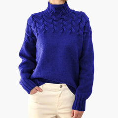 Rollkragen Strickpullover für Damen in Blau