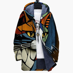 Katzenmuster Strickcardigan für Damen in Mehrfarbig