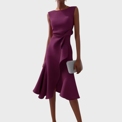 Elfriede | Damen Ärmelloses Midikleid Drapiert Asymmetrisch – Asymm. Midi Drapiert 2026 in Lila