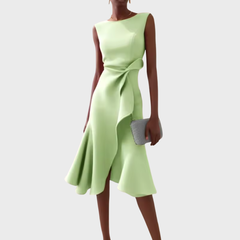 Elfriede | Damen Ärmelloses Midikleid Drapiert Asymmetrisch – Asymm. Midi Drapiert 2026 in Hellgrün