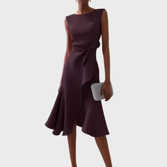 Elfriede | Damen Ärmelloses Midikleid Drapiert Asymmetrisch – Asymm. Midi Drapiert 2026 in Dunkellila